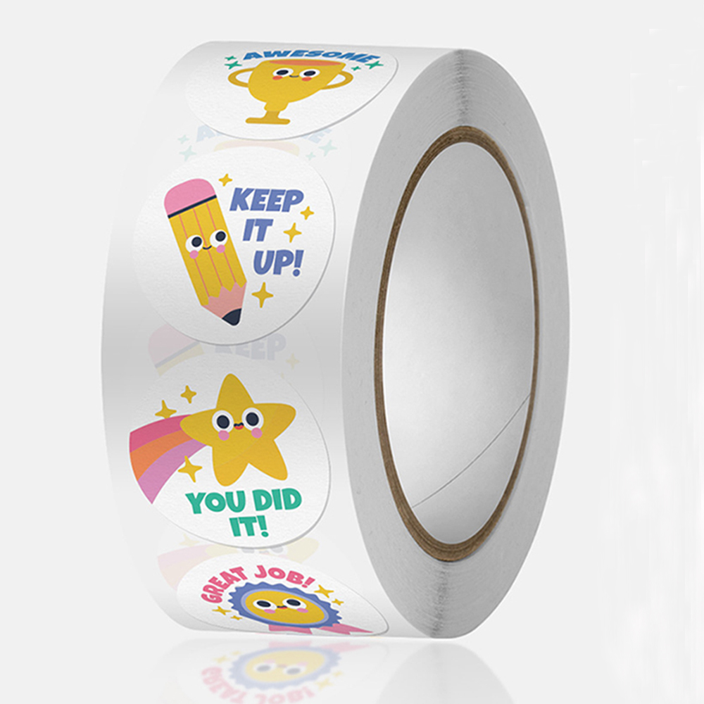 50-500 PCS 1 นิ้วรอบของเล่นการ์ตูนสัตว์สติกเกอร์สําหรับเด็กครูรางวัลกระตุ้นสติกเกอร์สํานักงานซีลป้ายป้ายสัตว์