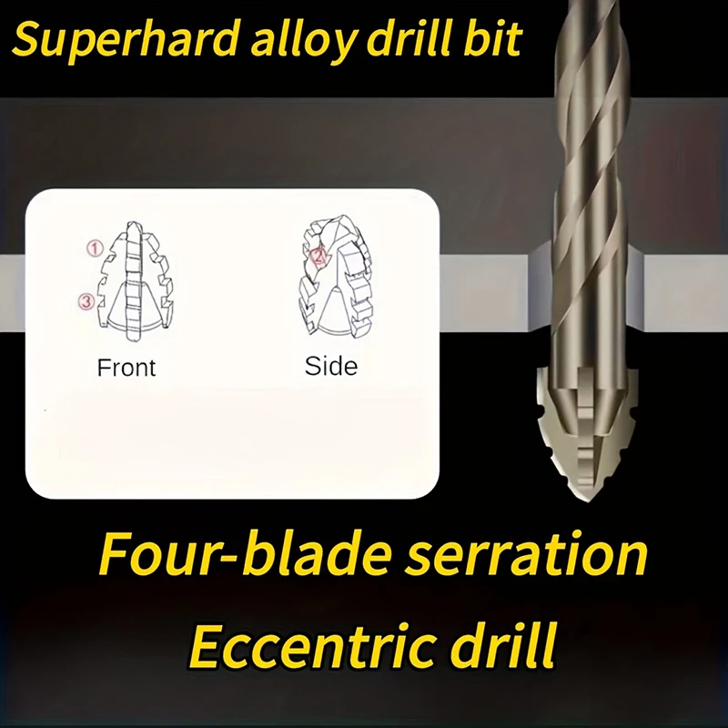 6PCS Four-edged serrations Drill Bit For Drilling Holes In Glass Tile Metal Concrete 4-12M MMultifunction Drill Bit Set Tools
