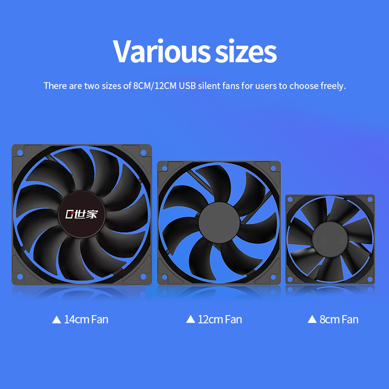 Teucer USB-betriebener Computer-PC-Gehäuselüfter, 120 mm, 5 V, leiser Gehäusekühler für Router, TV, Katzenkühlung, Schrauben, Schutznetz, 8/12/14 cm