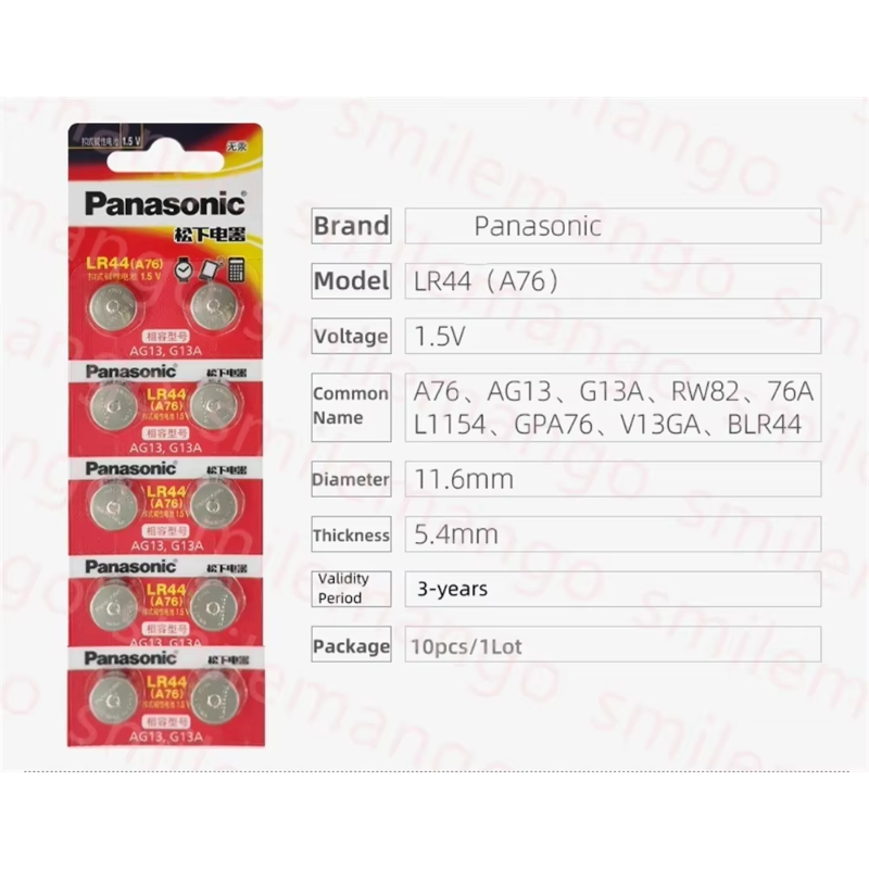 Оригинальный Panasonic 1,5 В LR44 AG13 175 мАч таблеточный аккумулятор 357 SR44 LR1154 кнопочный аккумулятор для часов калькулятор игрушка-таблетка