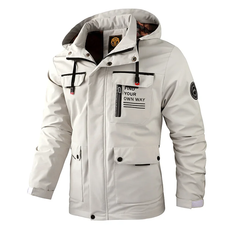Moda masculina casual blusão jaquetas com capuz jaqueta homem à prova dwaterproof água ao ar livre casca macia casaco de inverno roupas lã quente grosso