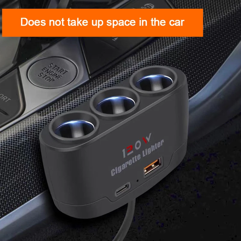 3 in 1 Dual USB Socket 120 W Sigarettenaansteker Splitter 12 V 24 V Snelle Oplader plug Telefoon Power Adapter voor Auto Dvr g
