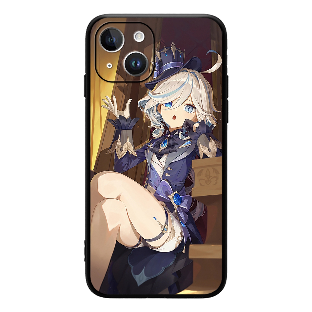 Furina-iphone、かわいいキャラクター、クライオ、5スター、15、14、13、12、11 pro max、mini、xs max、se3、2、7用のgenすねインパクト電話ケース8プラス