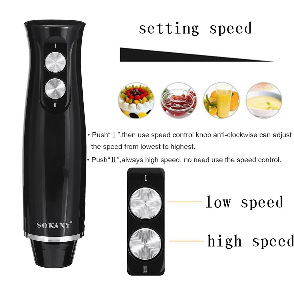 500 W elektrischer Stab-Stabmixer, 4-in-1-Handmixer, Edelstahlklinge, Gemüse, Fleisch, Eintauchen, Schneebesen, Entsafter-Set