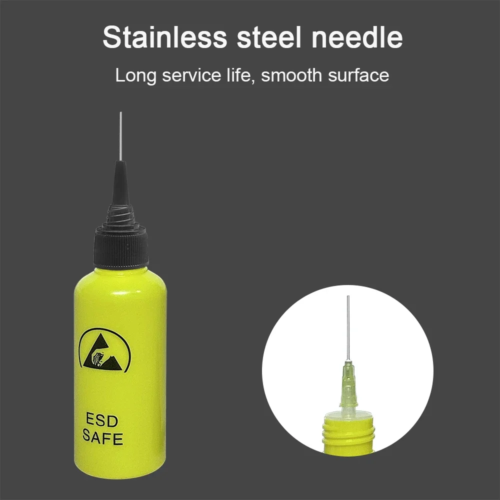 Alcohol bottle, solvent dispensing, mobile phone repair, anti-static, leak-proof, with needle, 65ML