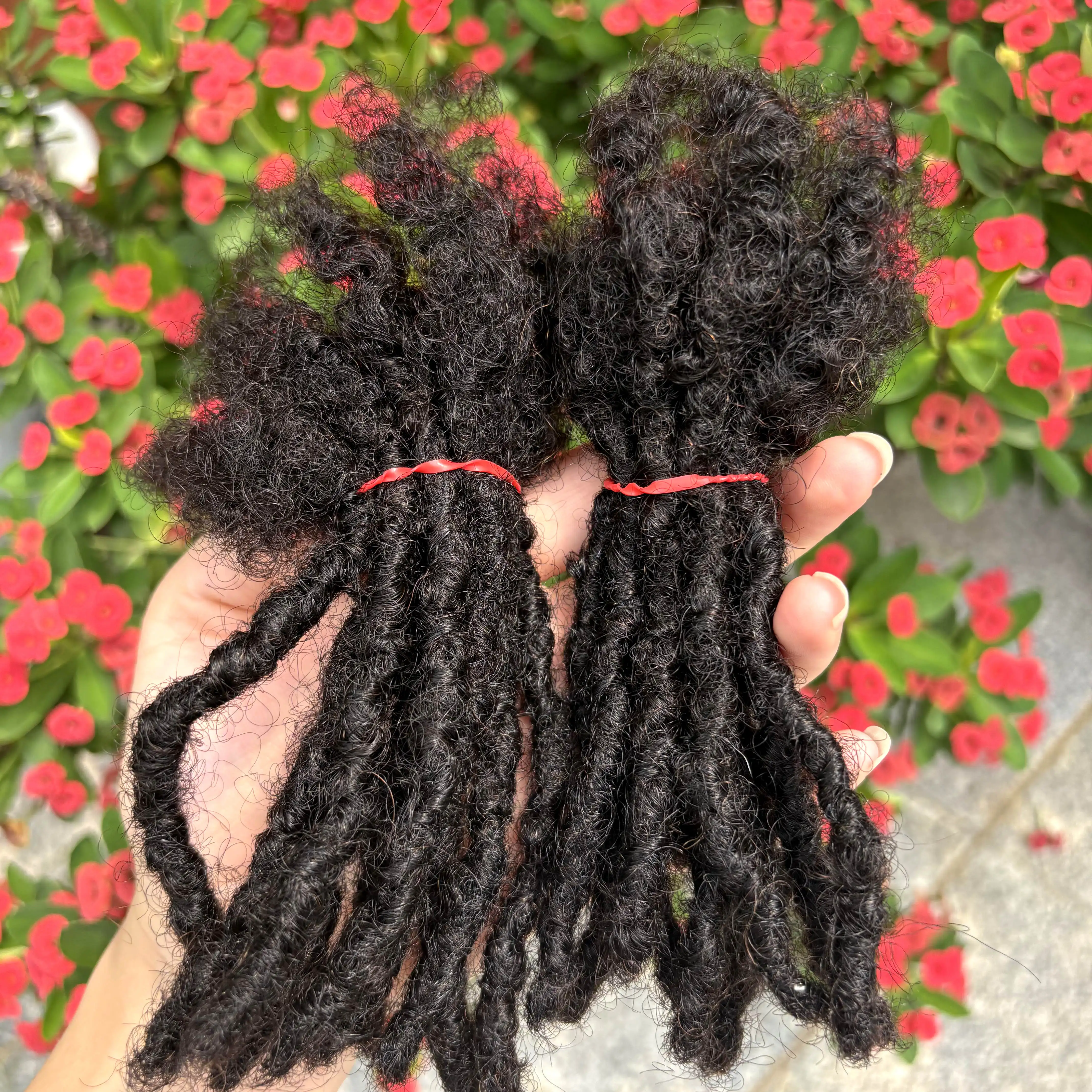 Doczepiane dredy z 100% ludzkich włosów, 10 cm (4-8 cali), szerokość 0,6 cm, ręcznie robione, dla kobiet, mężczyzn i dzieci, możliwość farbowania.