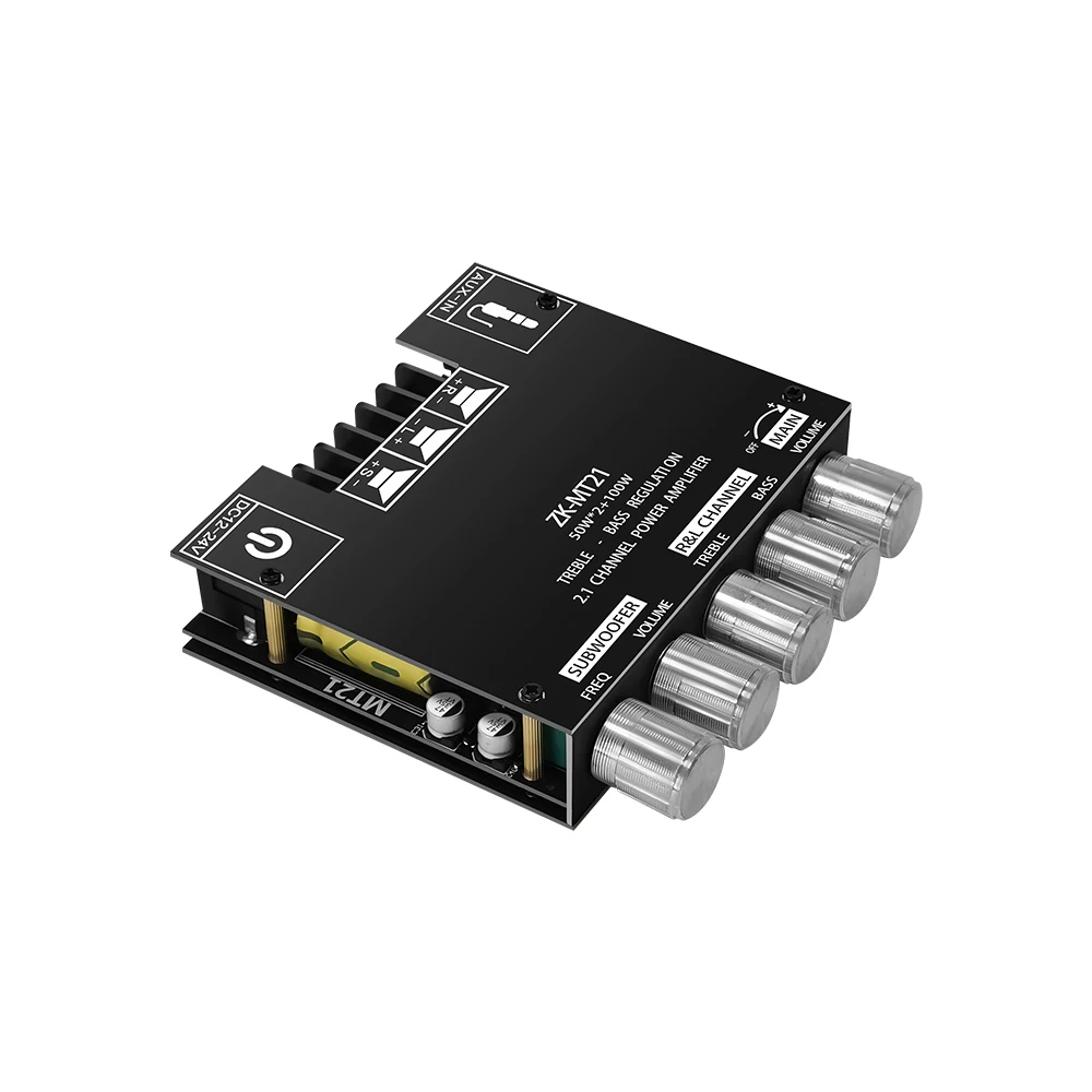 ZK-MT21 Sound Amplifier Module 2x50W+100W 2.1 Channel Subwoofer Bluetooth 5.0 Digital Power Amplifier Board AUX 12V/24V Stereo