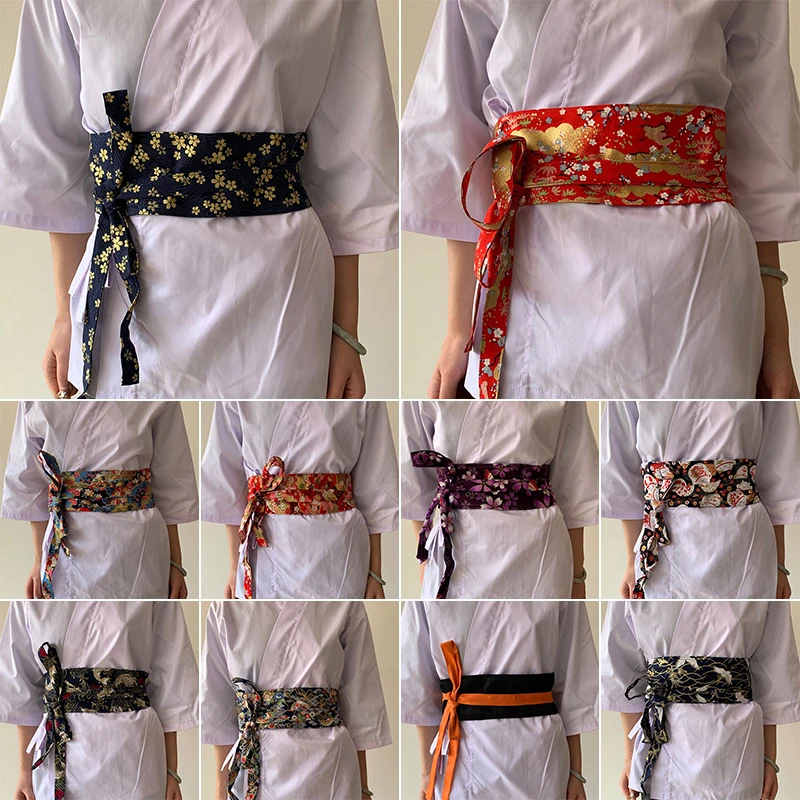 สไตล์ญี่ปุ่น Girdle ซูชิจีนร้านอาหาร Waiter Chef เข็มขัดเอว Retro Kimono Corset เอว Obi ชุด Sash สายรัด Hanfu เข็มขัด