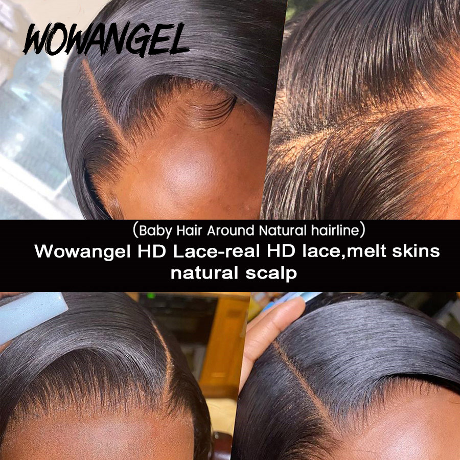 Wow Angel 7X7 6X6 5X5 HD レース閉鎖前頭人毛ストレートヘアメルトスキン事前摘み取られた HD レース閉鎖のみバージンヘア