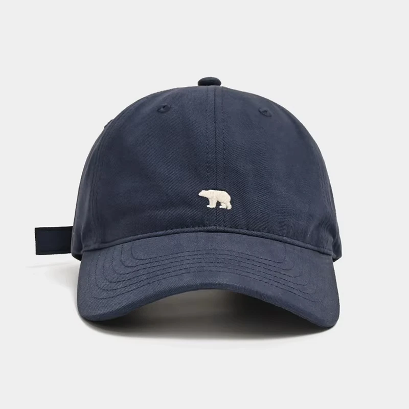 Polar Bear Embroidered Baseball Hats for Men and Women, Wide brims to Show Face, Small Retro Hats, Soft Top Duck Tongue Hats