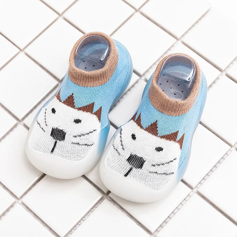 Chaussures antidérapantes pour enfants, chaussettes de sol antidérapantes en coton pour nouveau-né fille, semelle en caoutchouc pour bébé garçon, chaussettes d'intérieur de dessin animé pour nourrissons