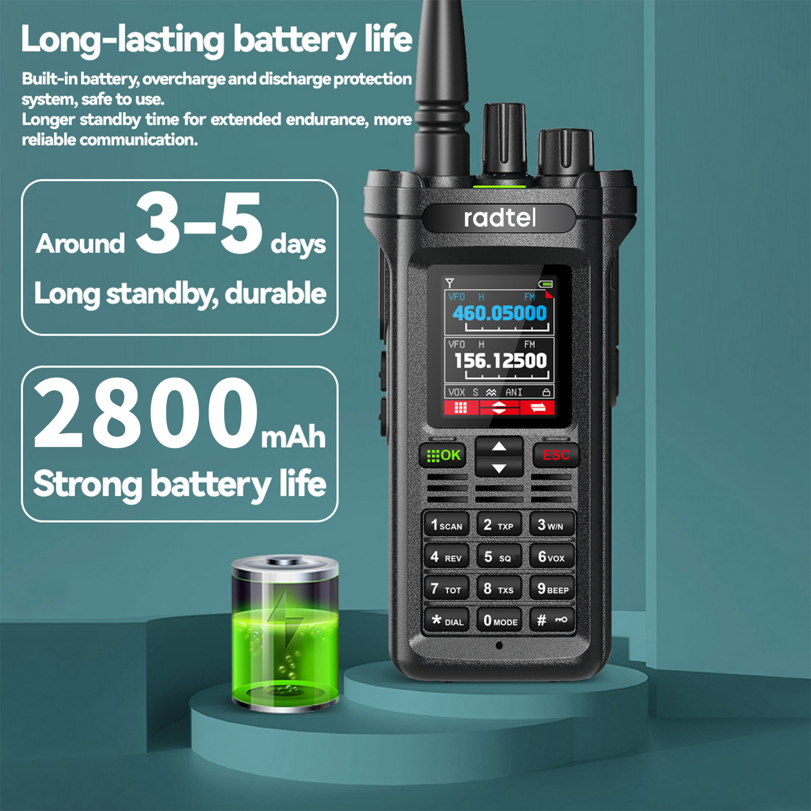 Radtel RT-751 10w 에어 밴드 워키 토키 듀얼 밴드 아마추어 햄 라디오 199CH HT USB-C 배터리 NOAA FM AM 양방향 라디오