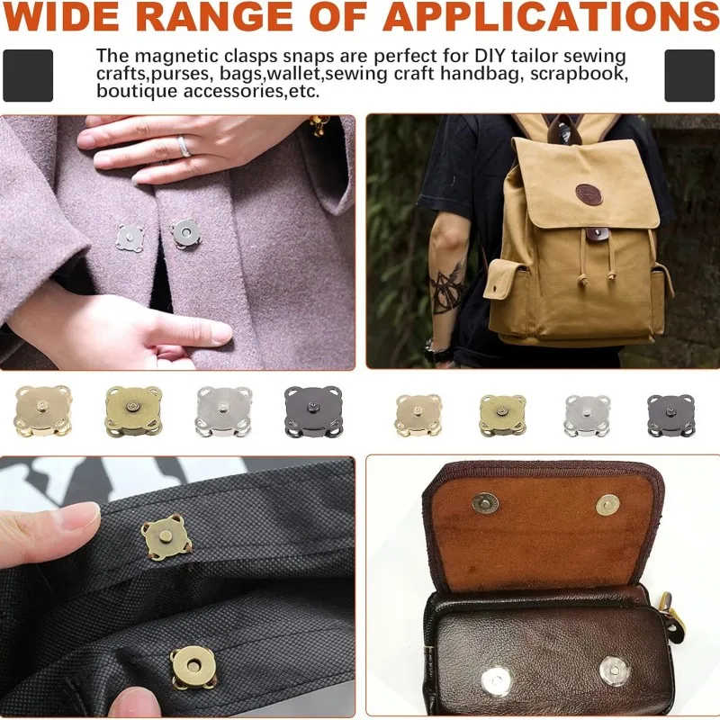 10/5/1Set Bottone A Pressione Magnetico In Metallo Invisibile Cucire sul Pulsante di Bloccaggio Catenacci di Fissaggio per Borse Borsa Vestiti Mestiere Accessori FAI DA TE