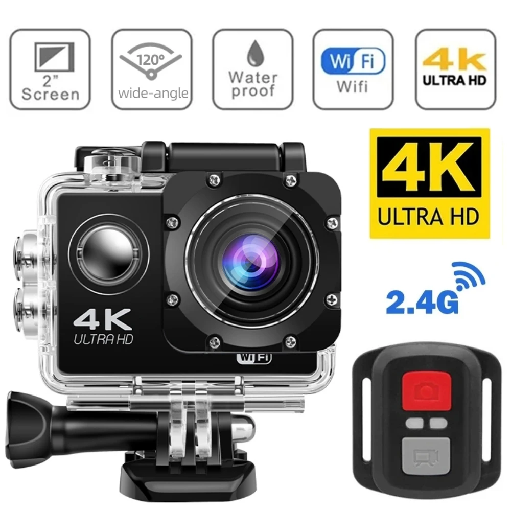 Ultra HD 4K/30fps WiFi 2.0 polegadas 170D Capacete à prova d'água Câmeras de gravação de vídeo Câmera esportiva com câmera de ação com controle remoto