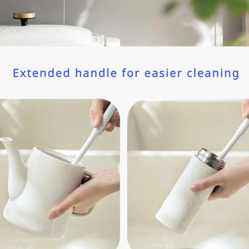 Cepillo de silicona de limpieza integral plegable de 360 grados con diseño de mango largo, reutilizable para botellas y tazas