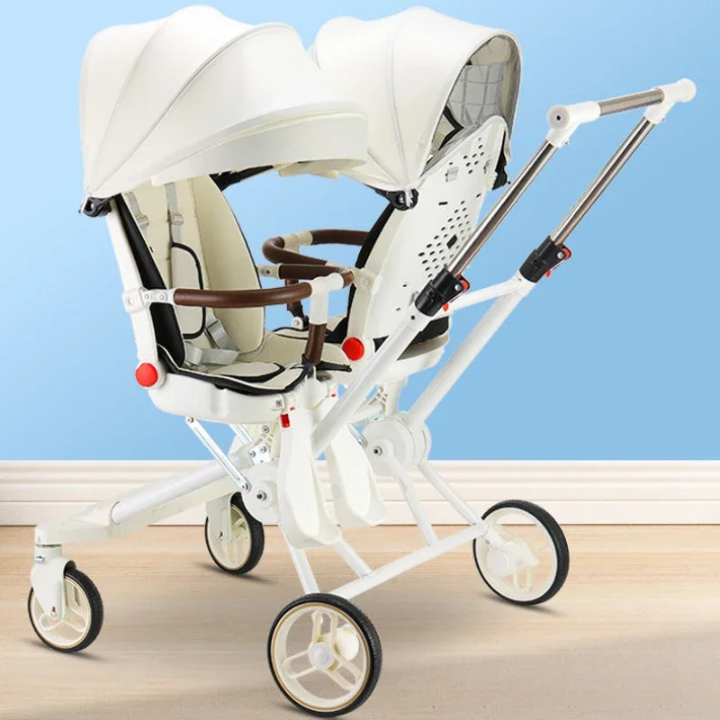 Carrinhos duplos dobráveis para crianças, Gêmeos Baby Strollers, Carrinho leve, Carrinhos para bebês