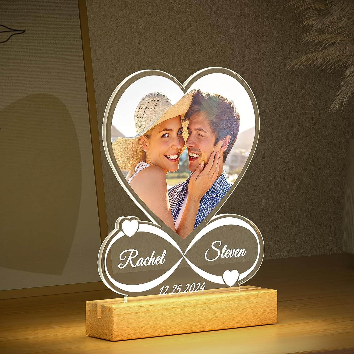 Personalized Custom Photo Text 3D Acrylic Lamp Customized Bedroom Night Light Valentine's Day Wedding Anniversary Birthday Gifts