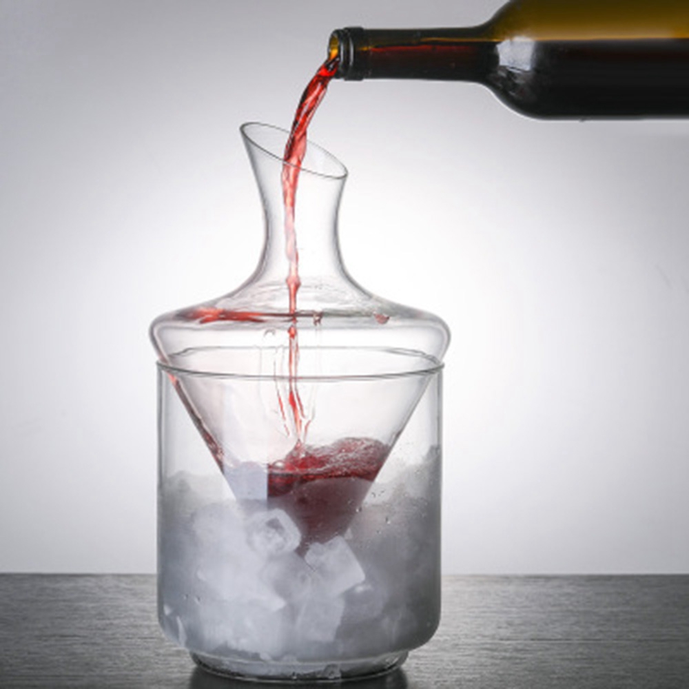 Wein karaffe Set Wein karaffe mit Eis kübel bleifreie Kristallglas geblasene Hand perfekt für Hausbar und Partys