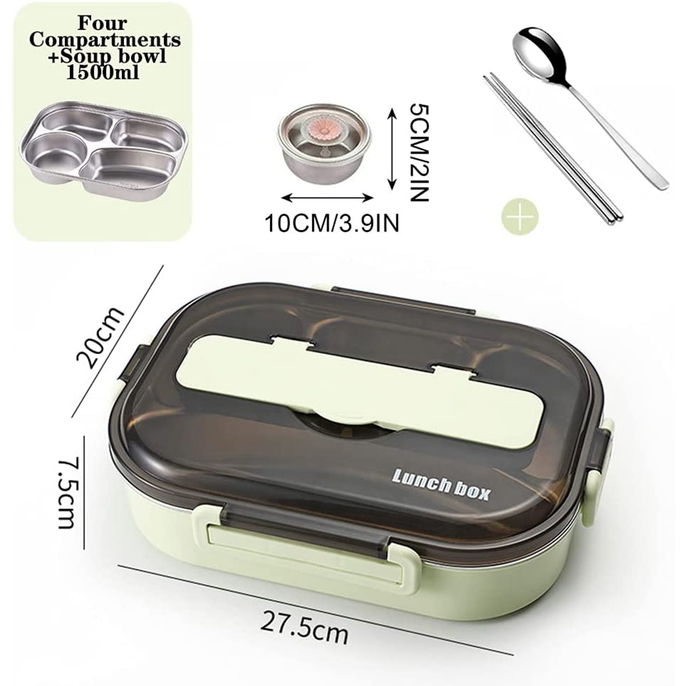 Caixas bento de 1,5l para estudantes, conjunto de talheres de lancheira bento com isolamento térmico, recipientes de almoço para crianças, lancheira, 3