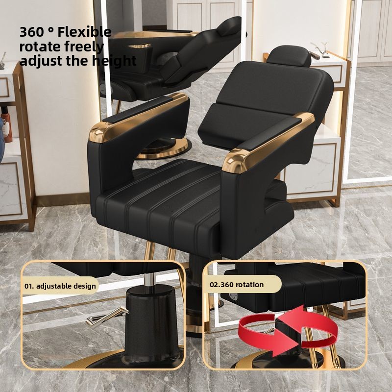 Salon-Friseurstuhl, verstellbar, drehbar, Haarschnitt, Styling, Färben, Rasieren, Make-up, Tattoo, professionelle Stuhlmöbel