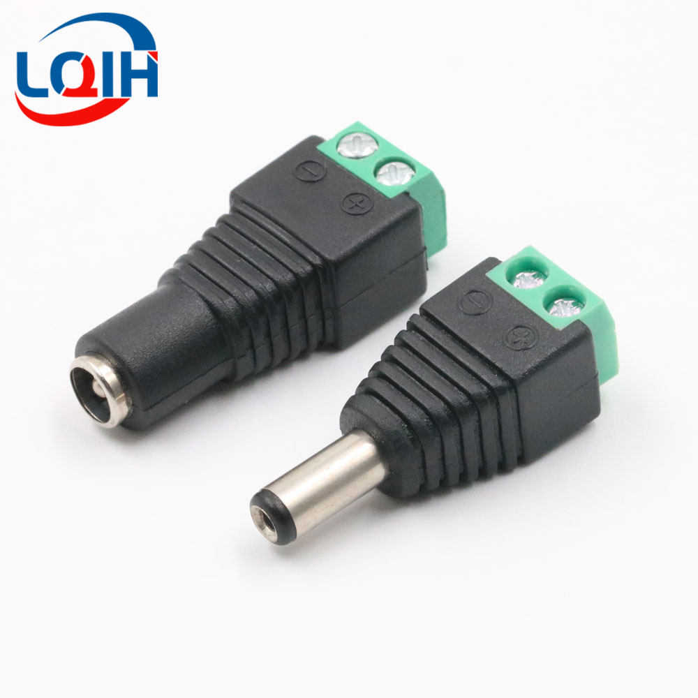 Conector de Terminal CC, adaptador de corriente CC de 2 pines, enchufe de 5,5mm x 2,1/2, 5mm, conector Jack macho a hembra para tira LED CCTV