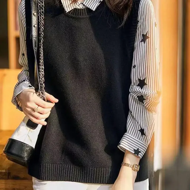 Suéter de punto a la moda para mujer, chaleco estilo universitario con tres botones, color sólido, cuello redondo, informal, combina con todo