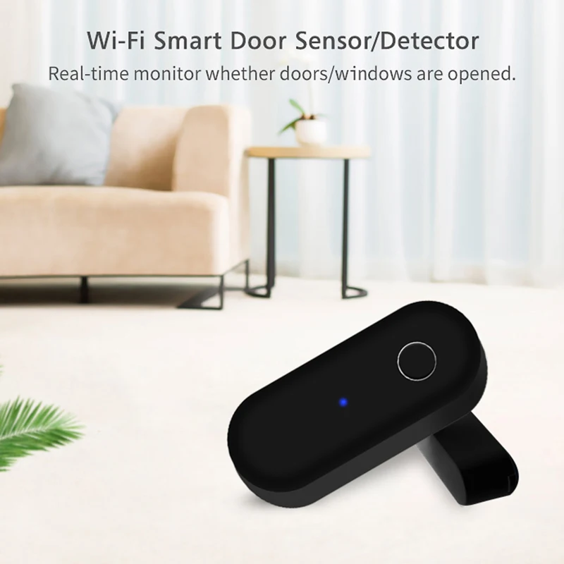 Tuya Smart WiFi Door Sensor Open Close Detector Black White Smartlife App Control Notification Compatible with Alexa Google Home