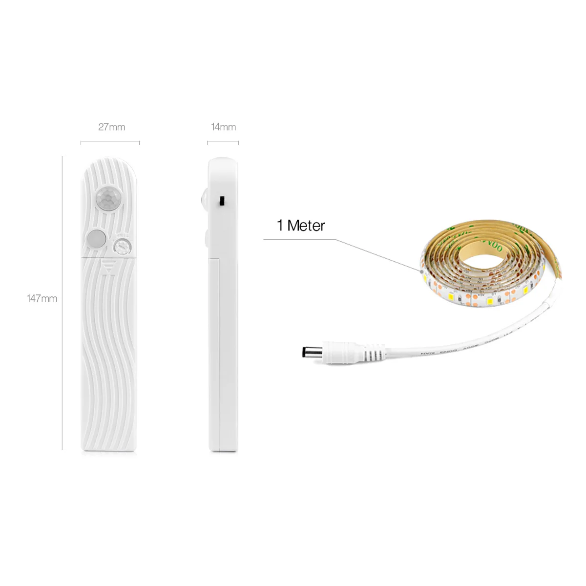 Nastro luminoso per armadio da cucina impermeabile Sensore di movimento a LED Striscia LED 5V Lampada LED PIR wireless Batteria Lampada per armadio per scale