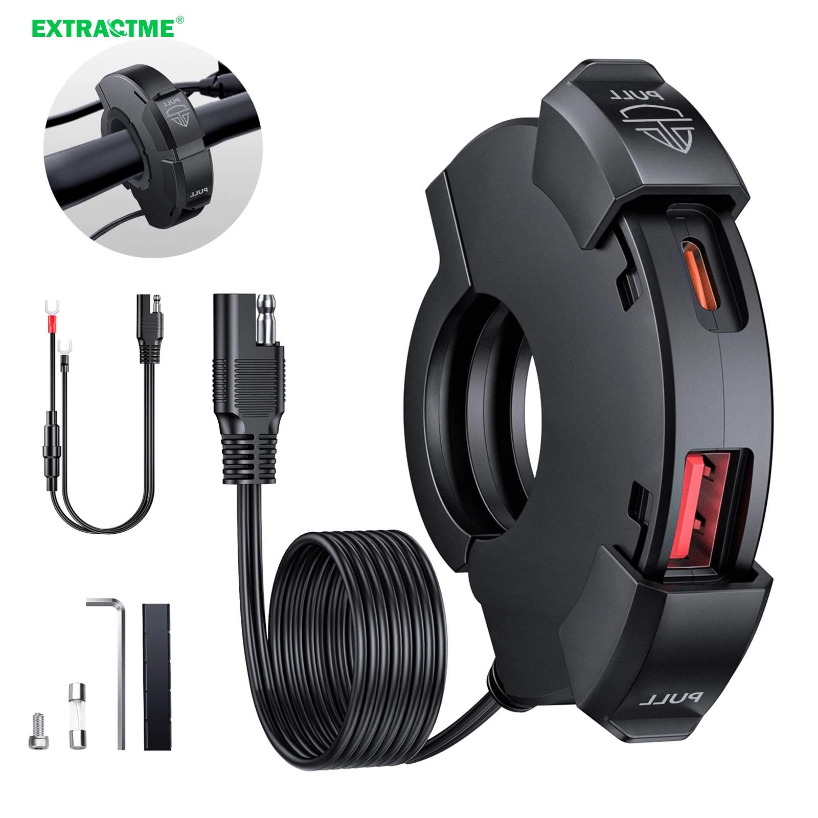Extractme QC3.0 cargador USB para motocicleta 30W cargador rápido USB soporte de montaje de manillar impermeable cargador para cámara Digital de bicicleta