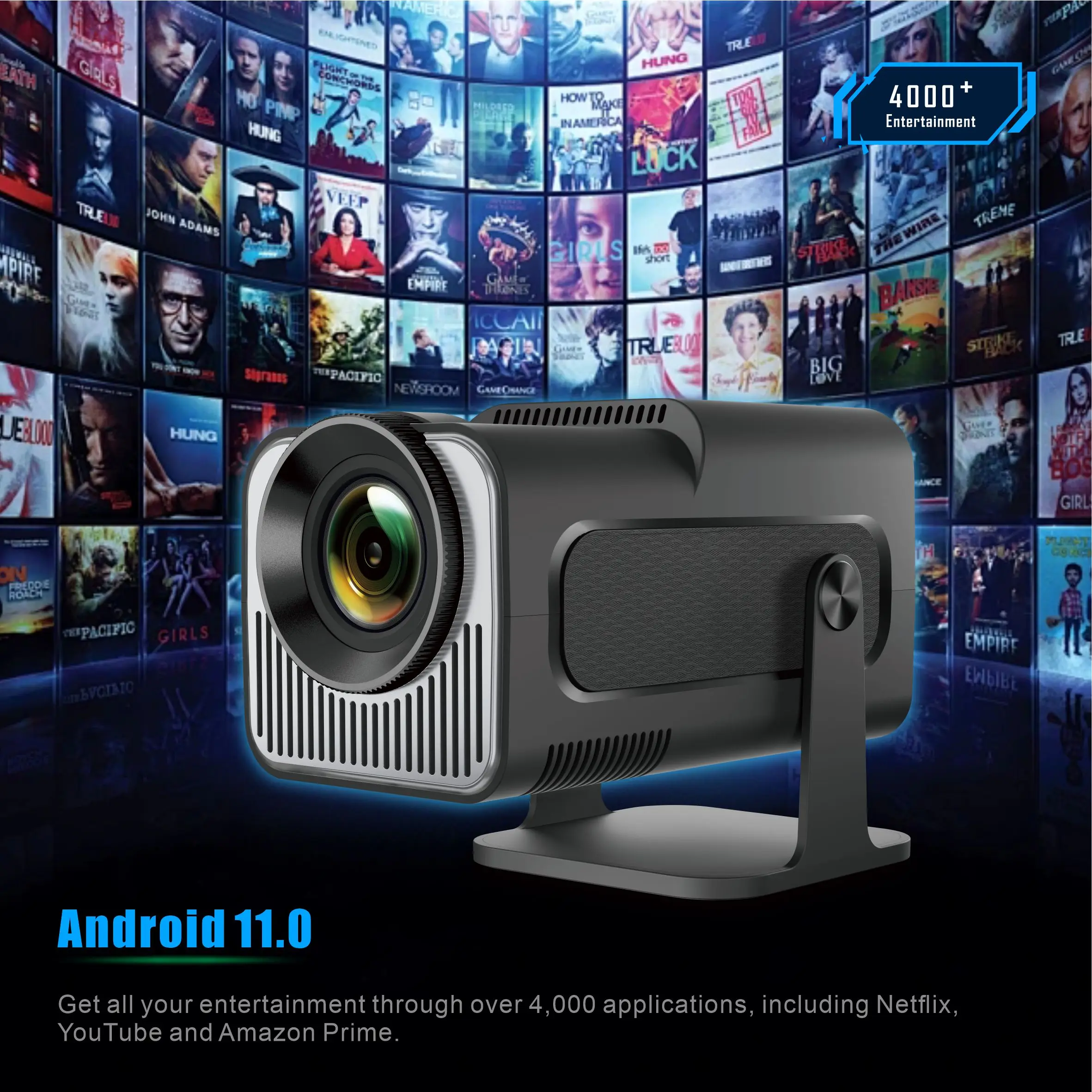 Salange-ミニLEDホームシアタープロジェクター,スマートTVデバイス,Android 11.0, 300ansi,720p,wifi,1080p,4k,hd経由,キャリングバッグ付き,hy320