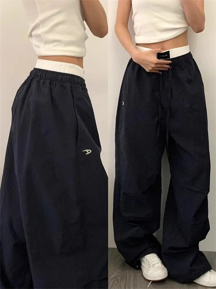 Frauen Cargo Hosen Sommer Hohe Taille Amerikanischen Schnelle Trockene Hosen Y2K Baggy Hip Hop Beiläufige Breite Bein Hosen Weibliche Streetwear 2025