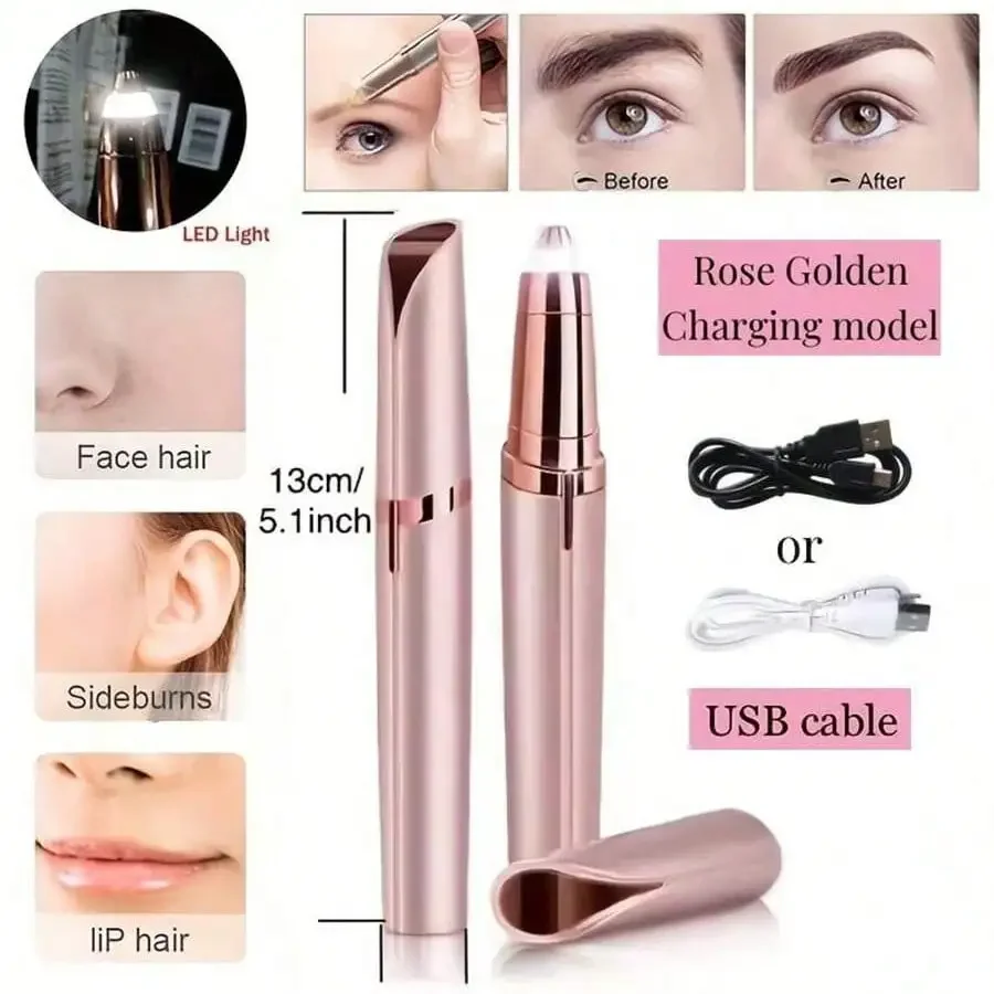 Electric Eyebrow Trimming Tool For Beginners Automatic Electric Eyebrow Trimmer Nose Hair Shaving Brush Scraper 1pc