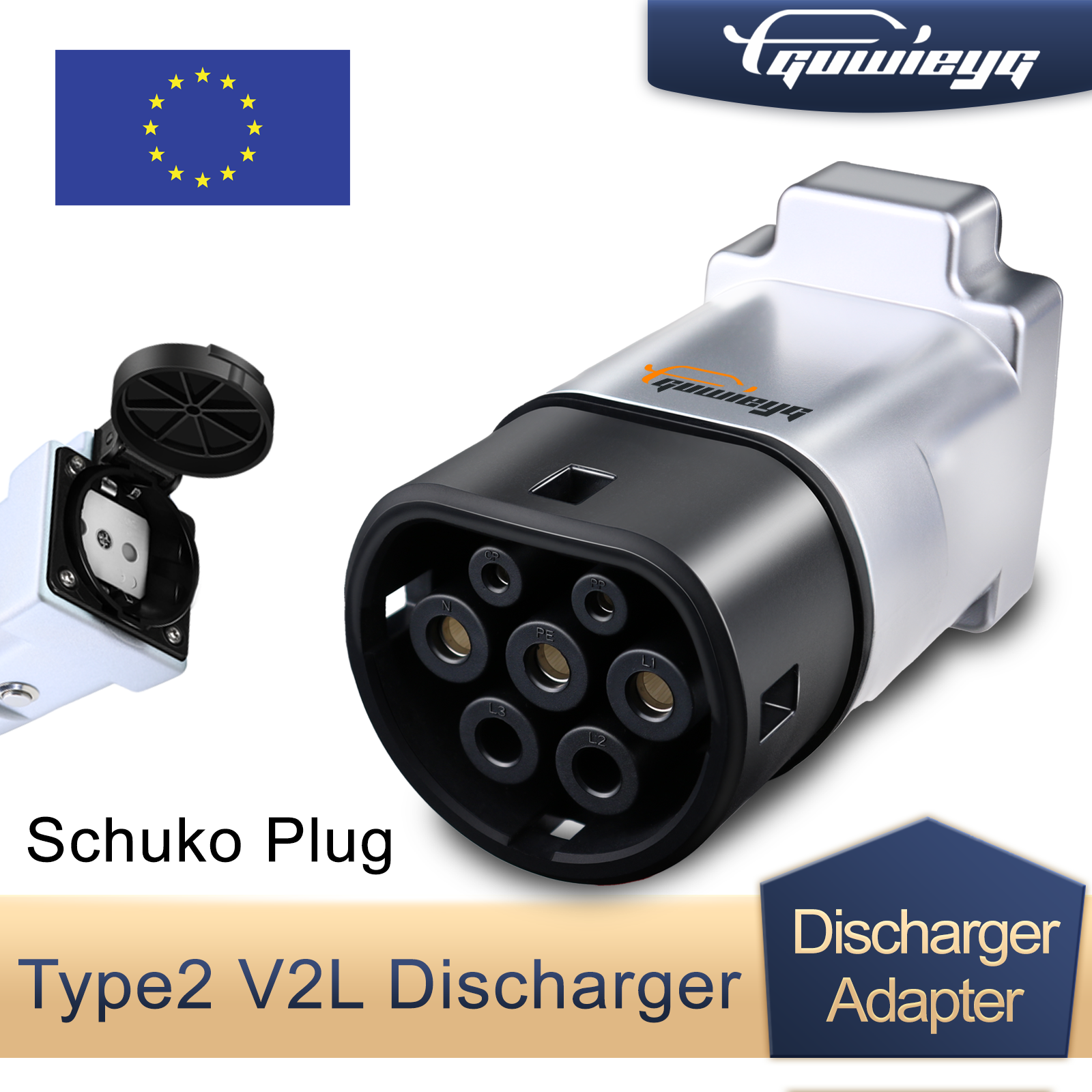 V2l descarregador schuko plug v2l veículo para carregar tipo 2 suporte mg byd kia descarga para type2 carro descarga ev cabo adaptador