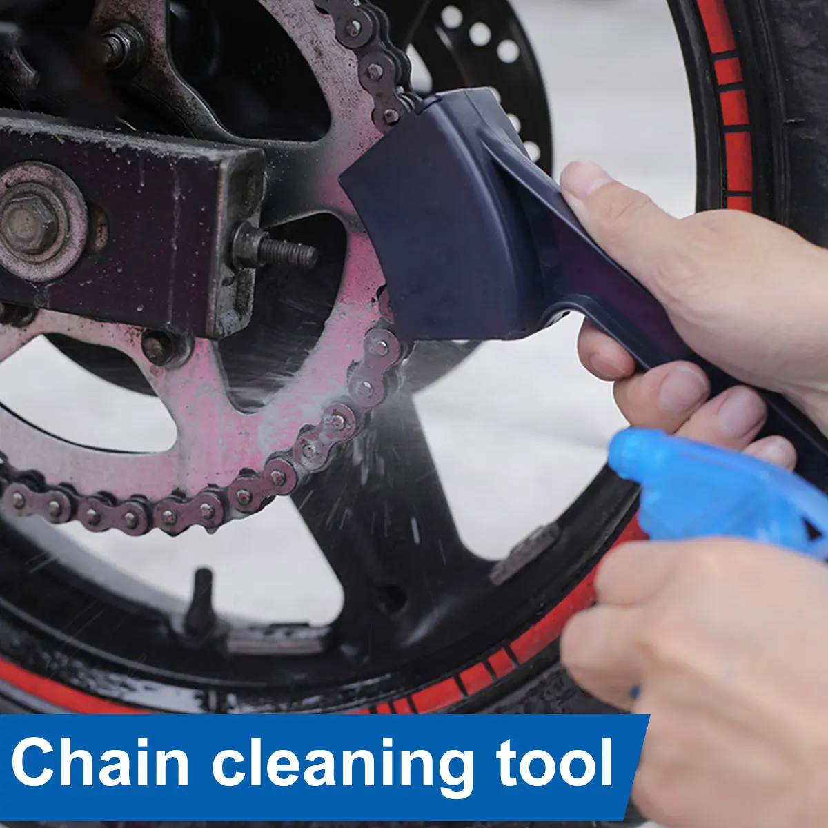 Limpador de corrente de bicicleta para motocicleta, cabeça dupla, escova de limpeza reutilizável, engrenagens de corrente de bicicleta, ferramenta de limpeza durável