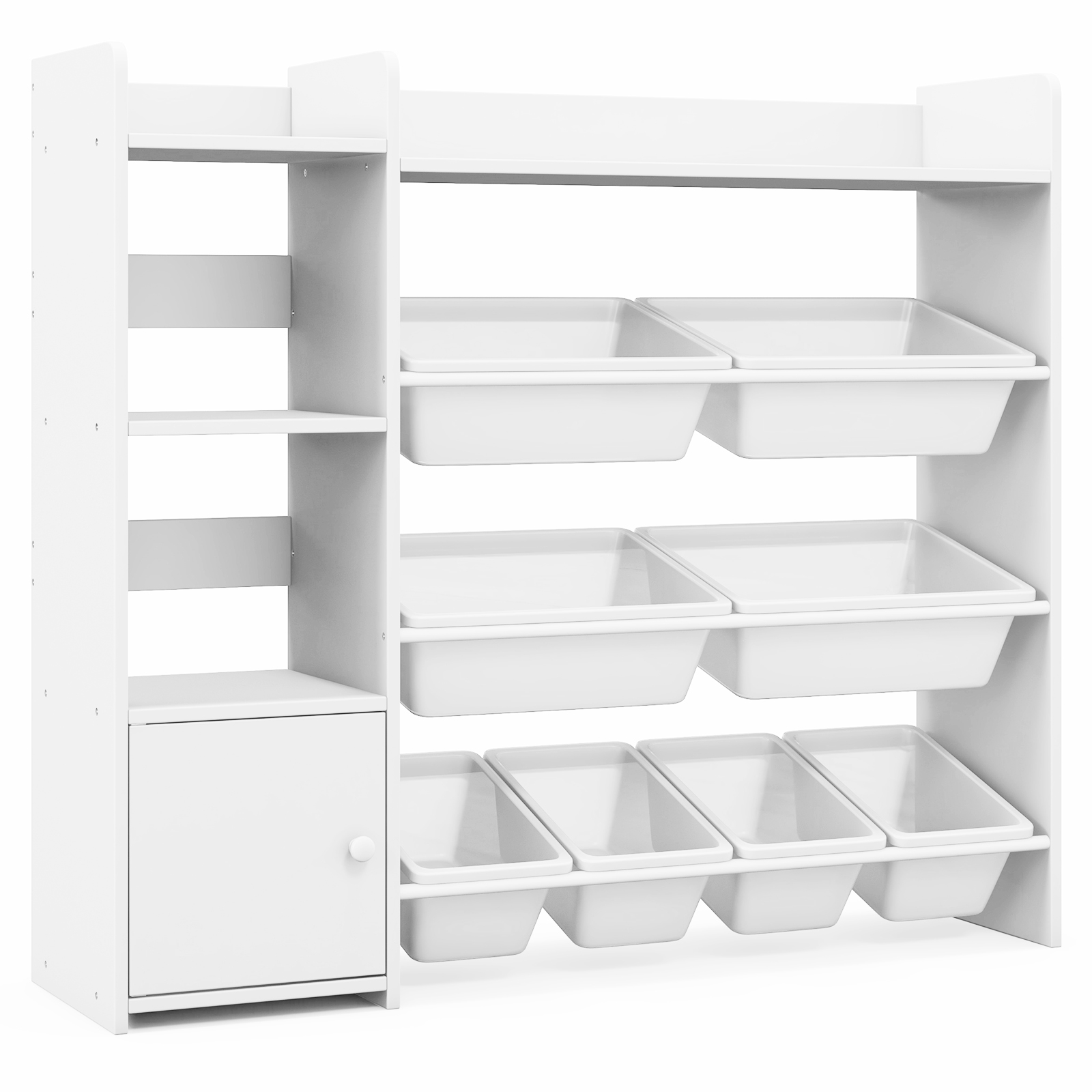 4-Tier Kids Toy Storage Organizer Bookshelf with 8 Toy Organizer Bins Door