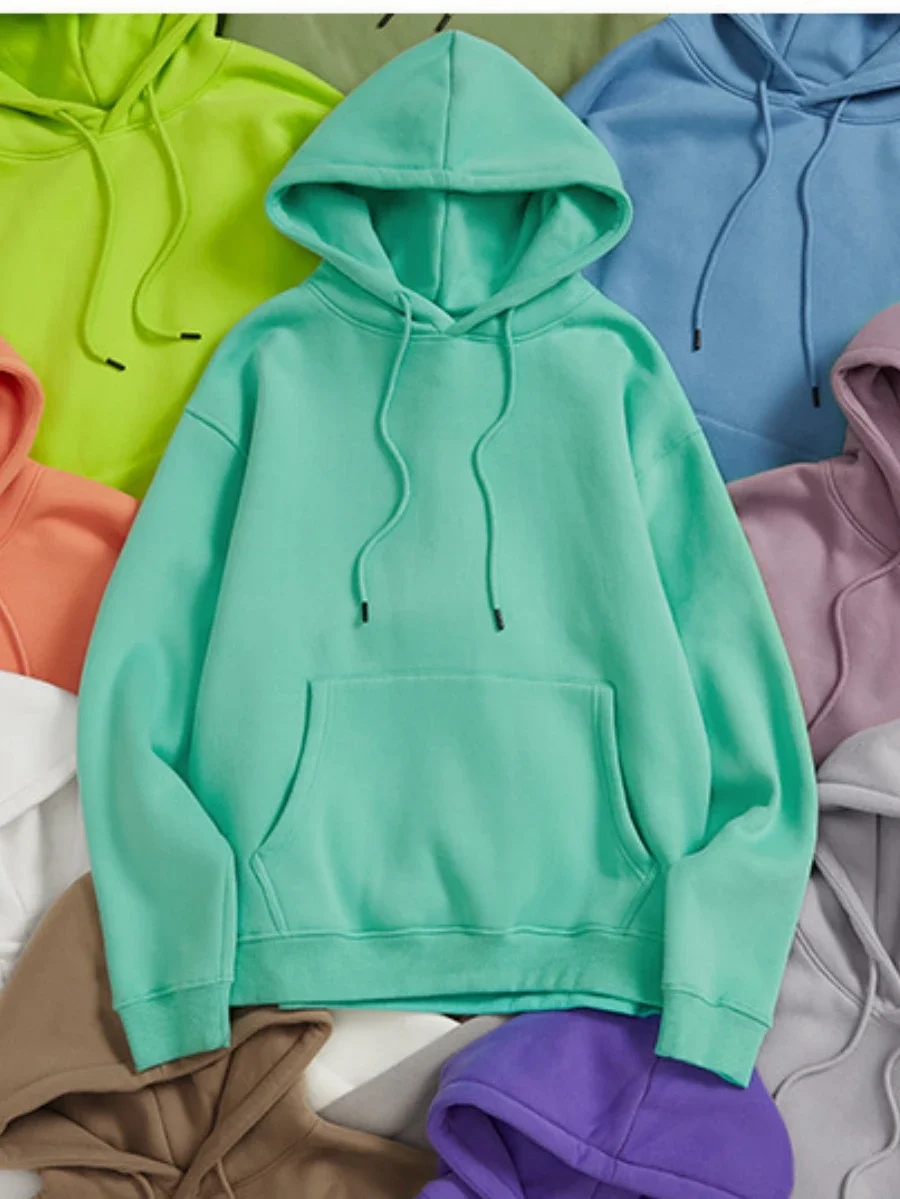 Bornladies-Conjunto de Sudadera con capucha y forro polar para mujer, chaqueta cálida de gran tamaño, jerséis de felpa de Color sólido