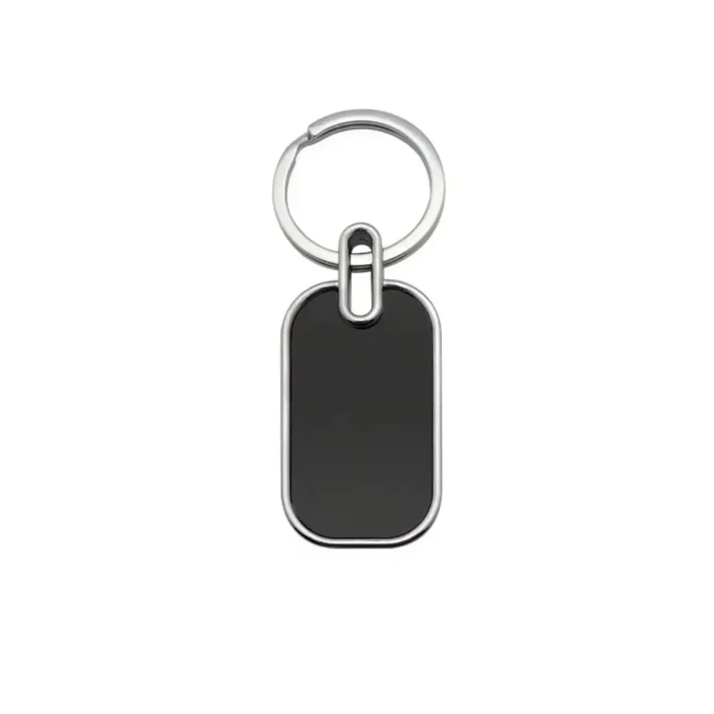 แกะสลักที่กําหนดเองชื่อโลโก้พวงกุญแจโลหะส่วนบุคคลพวงกุญแจ Key CHAIN แผ่นเลเซอร์เครื่องหมายกระจกสีดําของขวัญส่งเสริมการขาย
