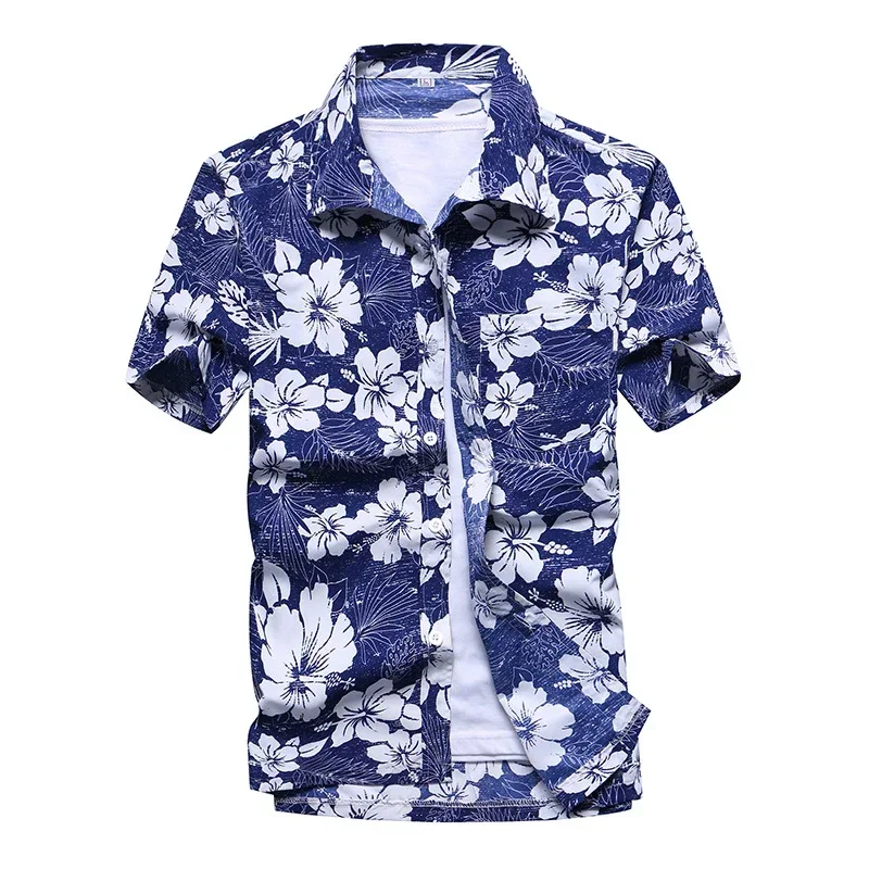 Mode Herren Hawaiian Shirt Männlich Casual Bunte Gedruckt Strand Aloha Shirts Kurzarm Plus Größe 5XL Camisa Hawaiana Hombre