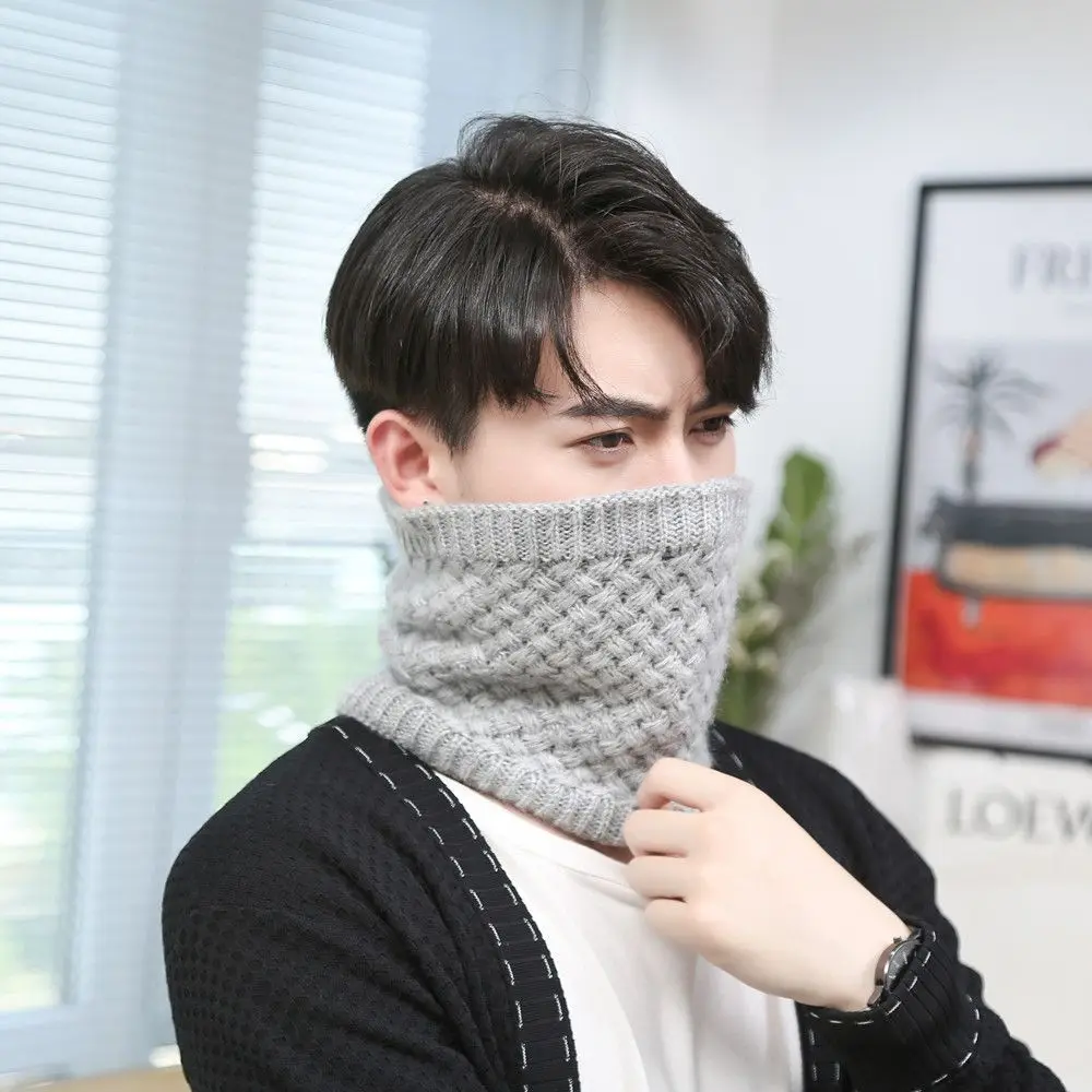 Mulheres homens de malha pescoço cachecóis inverno quente grosso velo dentro de lã colar anel cachecol elástico malha cachecol snood neckerchief