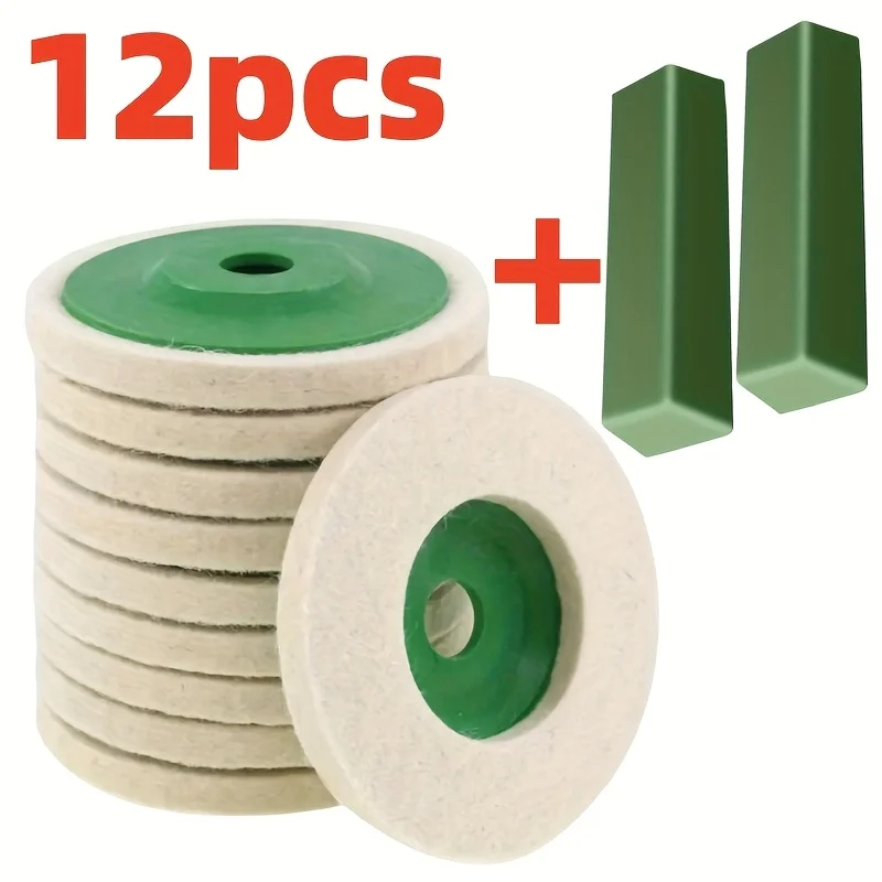 3-12pcs100mm ขัดขนสัตว์ล้อบด 4 "อุตสาหกรรม Wool Felt ล้อโลหะสนิมบดสําหรับเครื่องบดมุม