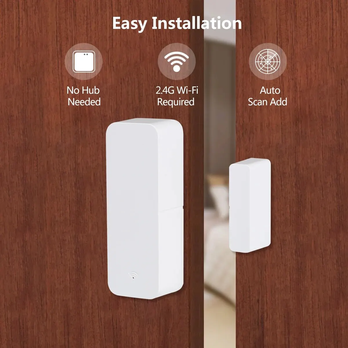 Tuya WiFi-deursensor Raamcontact Open Dicht Tuya APP Afstandsbediening Compatibel met Alexa Google Assistant