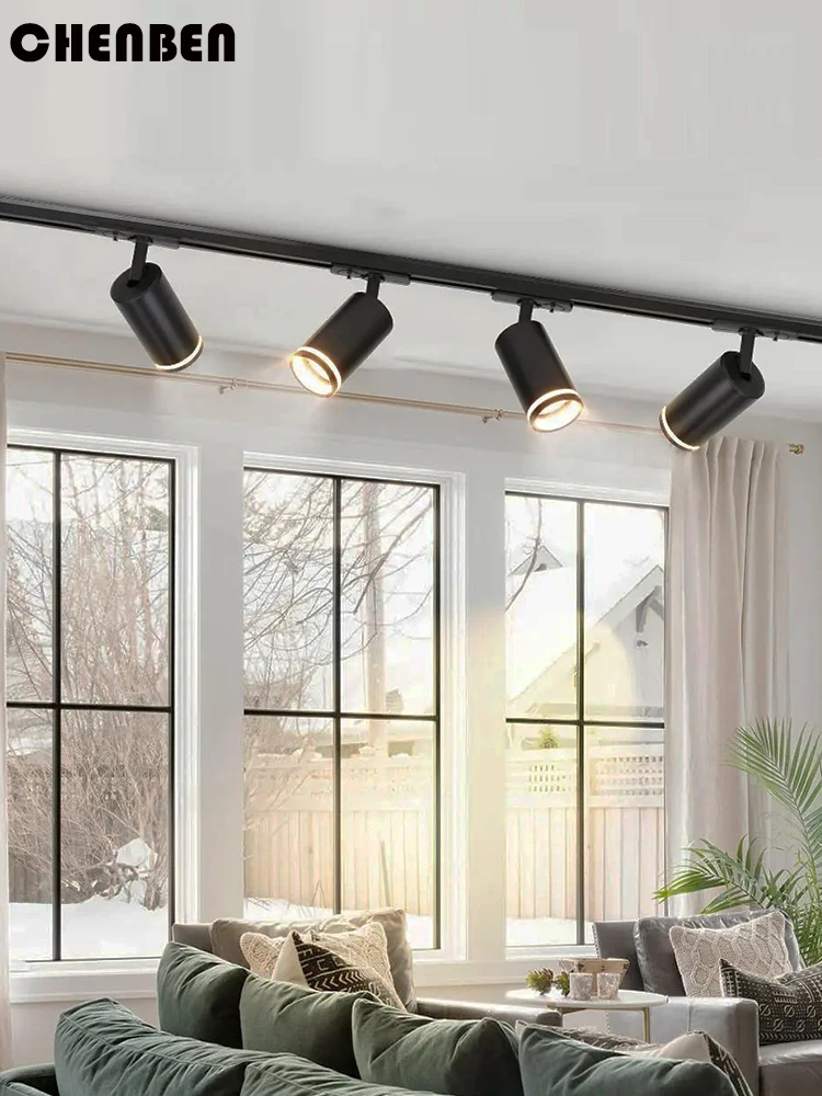 ราง GU10 Spot ชุดตกแต่งในร่มเพดานรางโคมไฟ Luster สําหรับร้านเสื้อผ้าสตูดิโอ Home High Focus Track Lighting LED