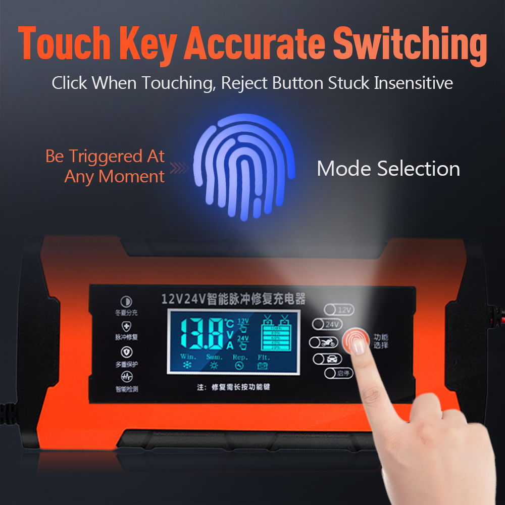 車のバッテリー充電器 10A 12V 自動車バッテリー充電器 24V 5A カーアクセサリーデジタルディスプレイ検出パルス修理車の充電器