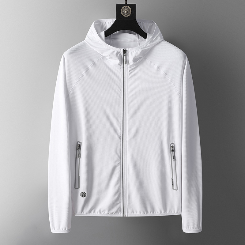 UPF50+ Sudadera con capucha de protección UV de verano Unisex transpirable de seda de hielo deportes al aire libre pareja playa estilo callejero chaqueta ligera