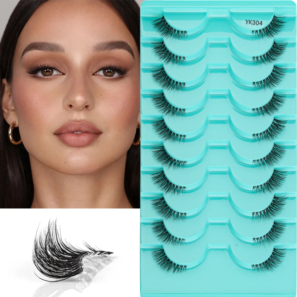 3/10 pares de pestañas de medio maquillaje Natural pestañas largas de ojo de gato pestañas postizas dramáticas pestañas postizas suaves herramienta de extensiones de pestañas postizas