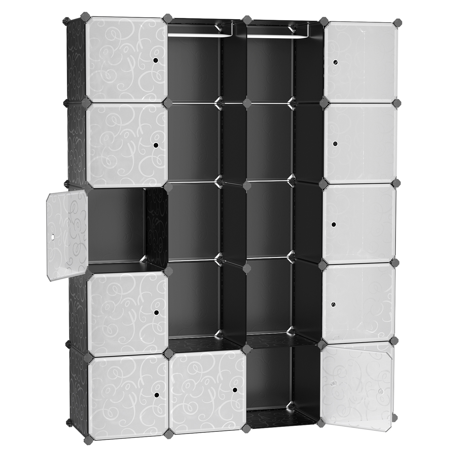 SONGMICS Kleiderschrank Garderobenschrank Steckregalsystem Mit 2 Kleiderstange 178 x 143 x 36 cm