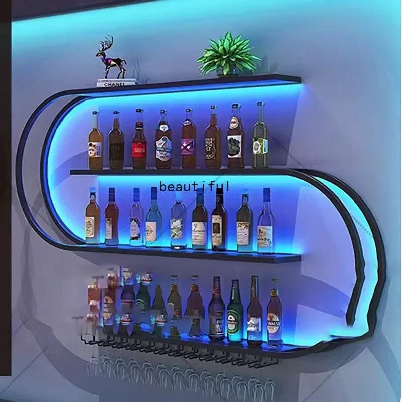 Armários de vinho comerciais modernos, display industrial montado na parede, pequenos conjuntos de armazenamento de vinho, adega barzinho, decoração de casa
