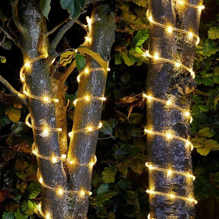 LED ロープチューブストリングライト 10 メートル 20 メートル 30 メートル屋外 8 モードクリスマスフェアリーライトガーランド DIY パーティー結婚式の庭のフェンスの装飾