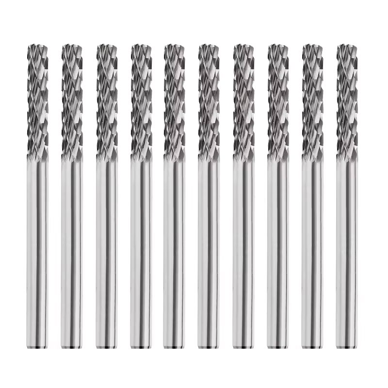 XCAN 10 pièces 3mm tige Double coupe carbure de tungstène rotatif fraises ensembles pour Dremel outils rotatifs fichier rotatif