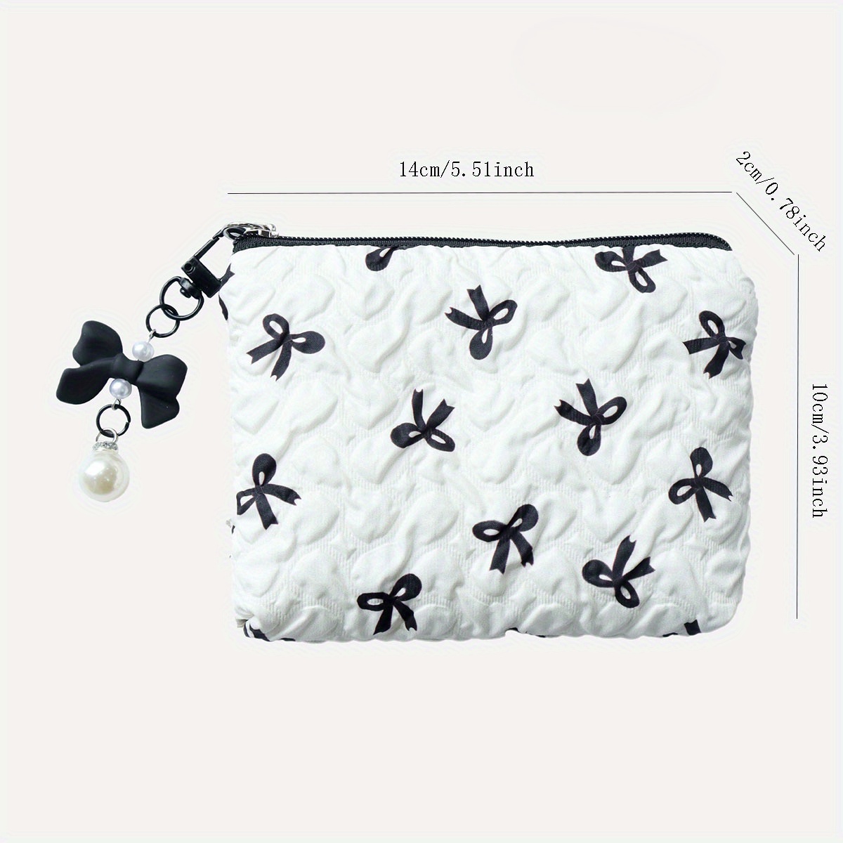 Embroidered bow makeup bag, high appearance level, coin purse storage bag, cute, large capacity, high-end makeup bag